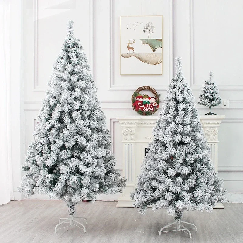 

Christmas Tree PVC Artificial Decoration White HolidayHome Garden Shopping Mall Plush Falling Snow Pine Xmas Tree Decorations