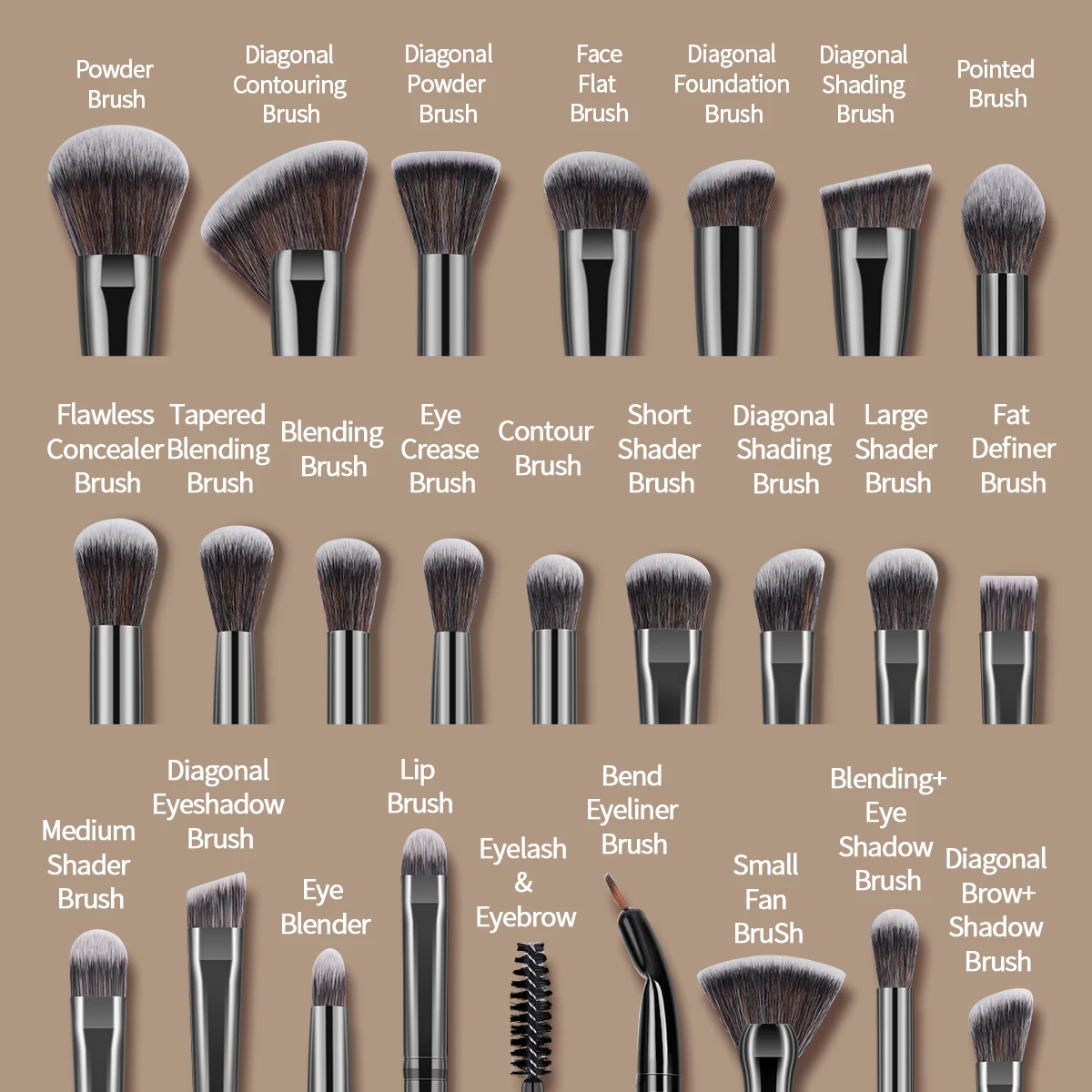 MAANGE 25Pcs Professional Gift Box Makeup Brushes Kit Face Eye Beauty Brushes for Foundation Conceal Eyeshadow Contour Brush Kit