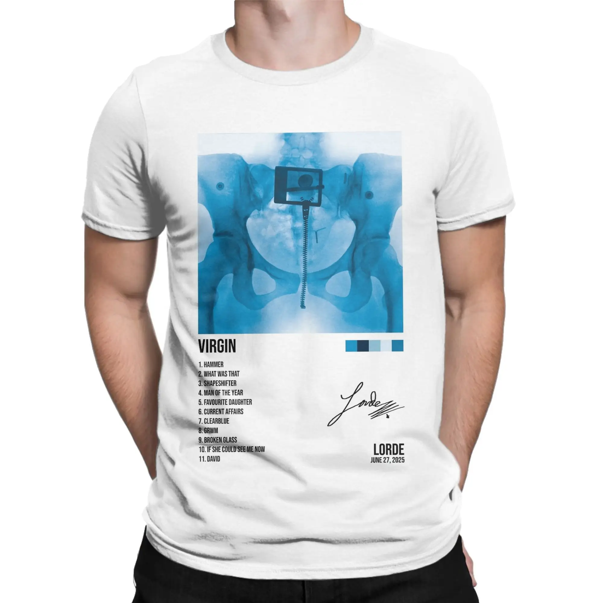 لورد فيرجن ألبوم جديد تي شيرت الرجال خمر القطن الخالص تي شيرت س الرقبة قصيرة الأكمام تي شيرت الملابس الكلاسيكية