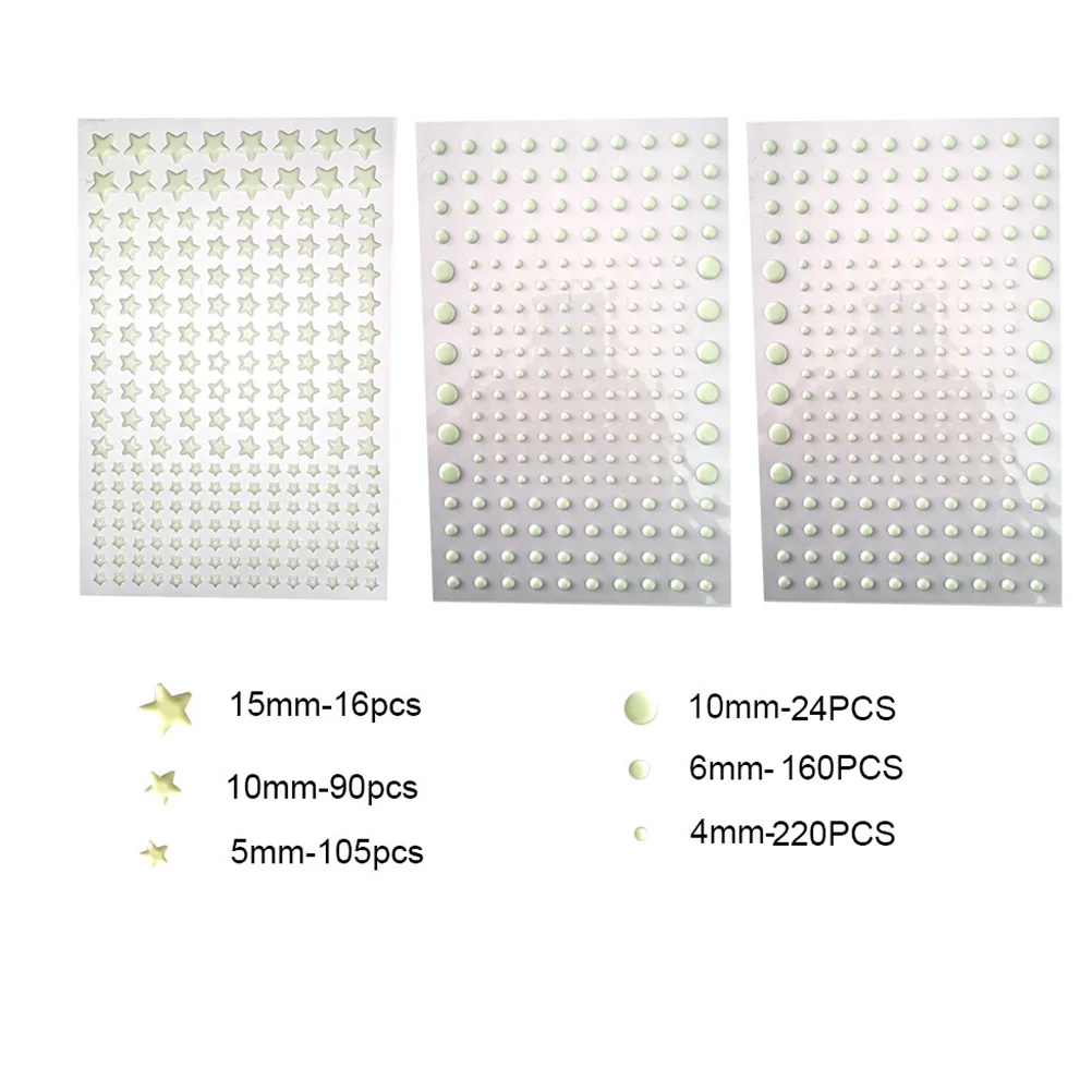 

Luminous Wall Sticker Set Plastic Pentagram Round Shapes Strong Adhesive Baby Room Decoration Romantic Night Glow