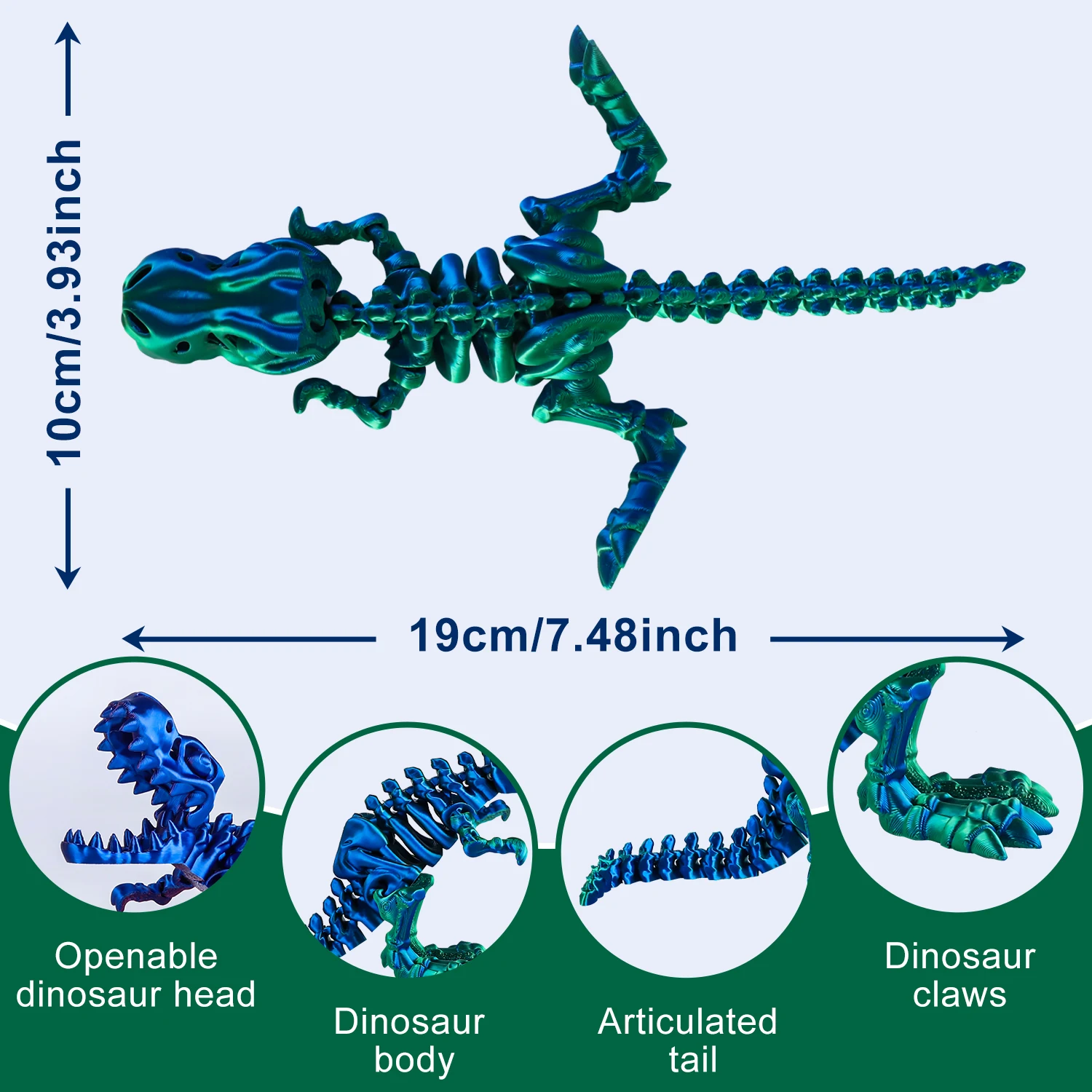 نموذج ديناصور تيرانوصور ريكس مطبوع ثلاثي الأبعاد مع وصلات متحركة وذيل وأطراف قابلة للوضع، ديكور مكتب واقعي، هدية لمحبي الدينو