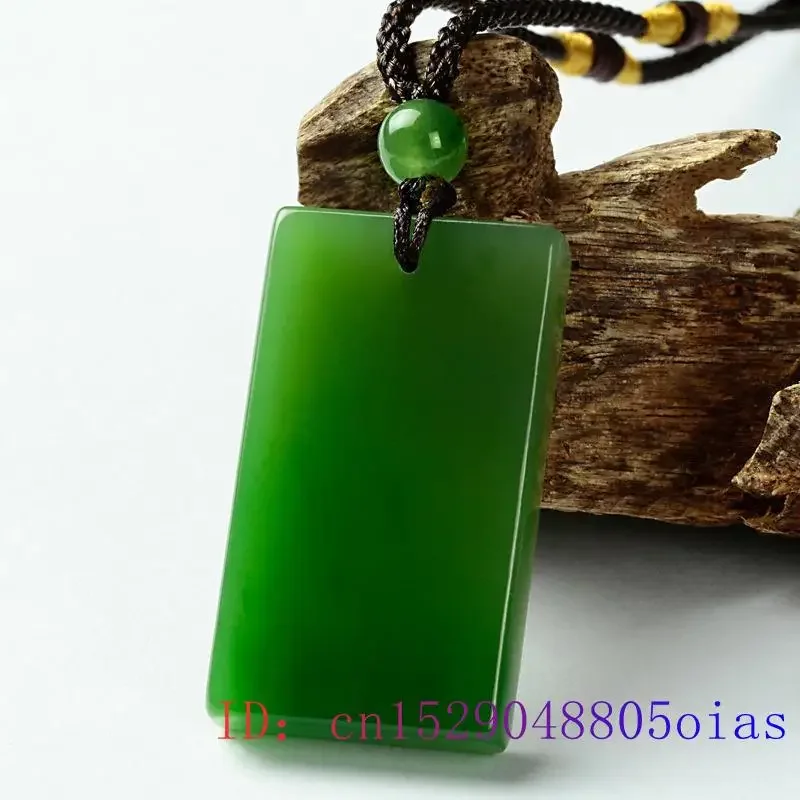 Jade Cuboid Pendant Real Natural Designer Charms Necklaces Man Necklace Jasper Fashion Green Charm Jewelry Stone Gifts