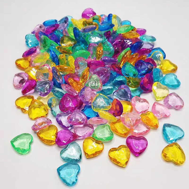 30 Uds. De gemas de diamante acrílico en forma de corazón de 25MM, recuerdos de fiesta del tesoro pirata, bolsas de regalos para niños, regalos