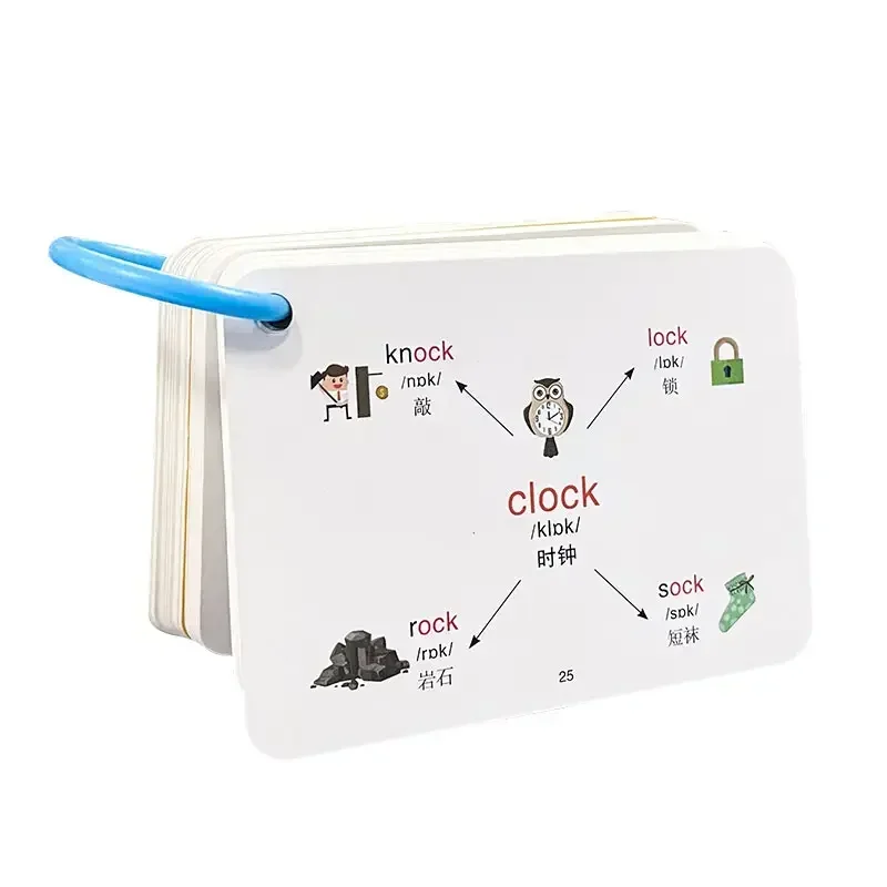 Children English Root Flashcards Phonetic Symbol English Vocabulary Mind Maps 600 Words Quick Memory Learning for Primary School