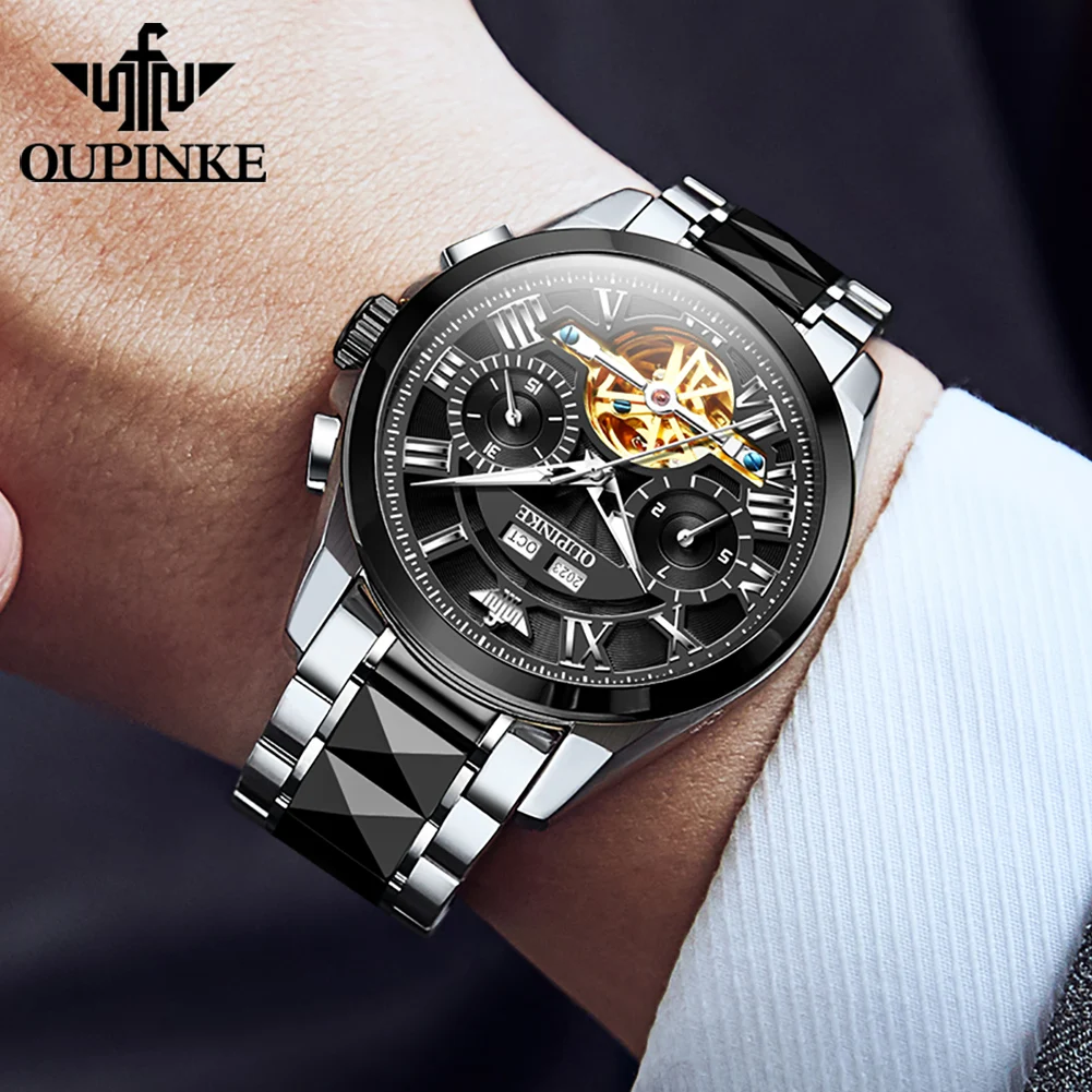 OUPINKE 3236 Top Brand Mechanical Watch for Men Waterproof Sapphire Mirror Tungsten Steel Luxury Dress Men Wristwatches