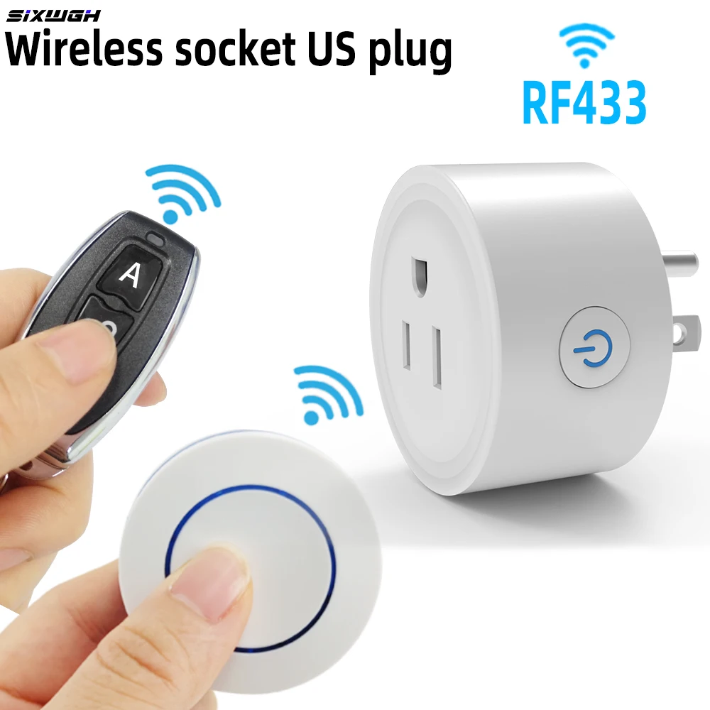 RF433 Wireless Remote Control Outlet US Plug, Smart Remote ON OFF Electrical Socket for Lights Fans TVs, Home RF Remote Switch