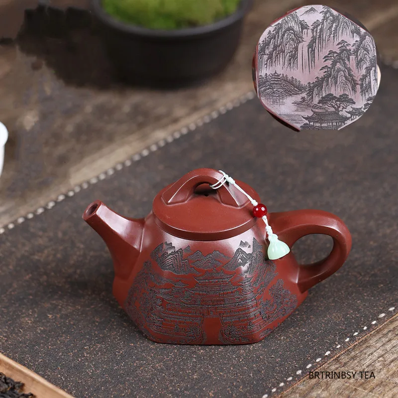 

Chinese Yixing Purple Clay Teapot Handmade Landscape Zisha Tea Pot Beauty Tea Infuser Kettle Household Teaware Tea Set 260ml