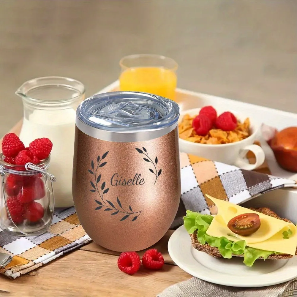 Custom 12oz Stainless Steel Travel Coffee Cup Mug for Hot Cold Drinks, Mother's Day Graduation Gift for Woman Man, Everyday Use view 2