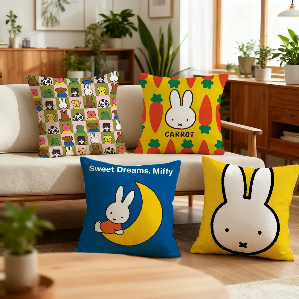 Cartoon Cute M-Miffy Rabbit Moon Cushion Cover Decoration Room Car Home Office Coffee Pillow Sofa Printing Nordic Simplicity Hit