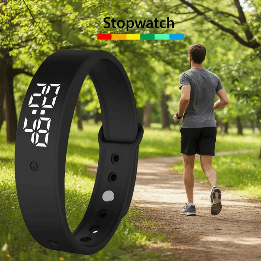 Waterproof Vibrating Alarm Wristband Vibration Wake-Up Vibration Alarm Silent Wristband LED Screen Body Temperature Monitor