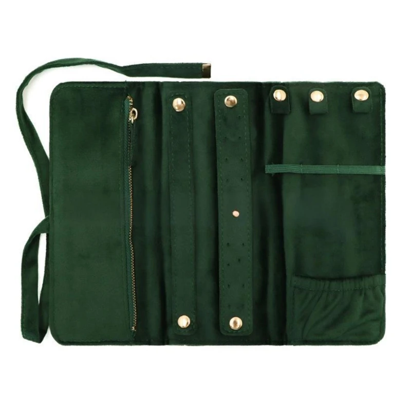 

Velvety Jewelry Organizers Bag With Scratch Resistant Compartments Compact Design For Ring Necklace Storage