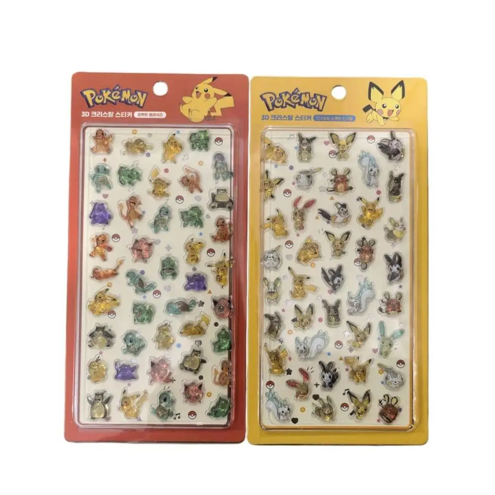 4Pcs Pokemon Pikachu Sprigatito Tandemaus Three-Dimensional Relief Sticker Diy Phone Case Stationery Box Friend's Birthday Gift view 3