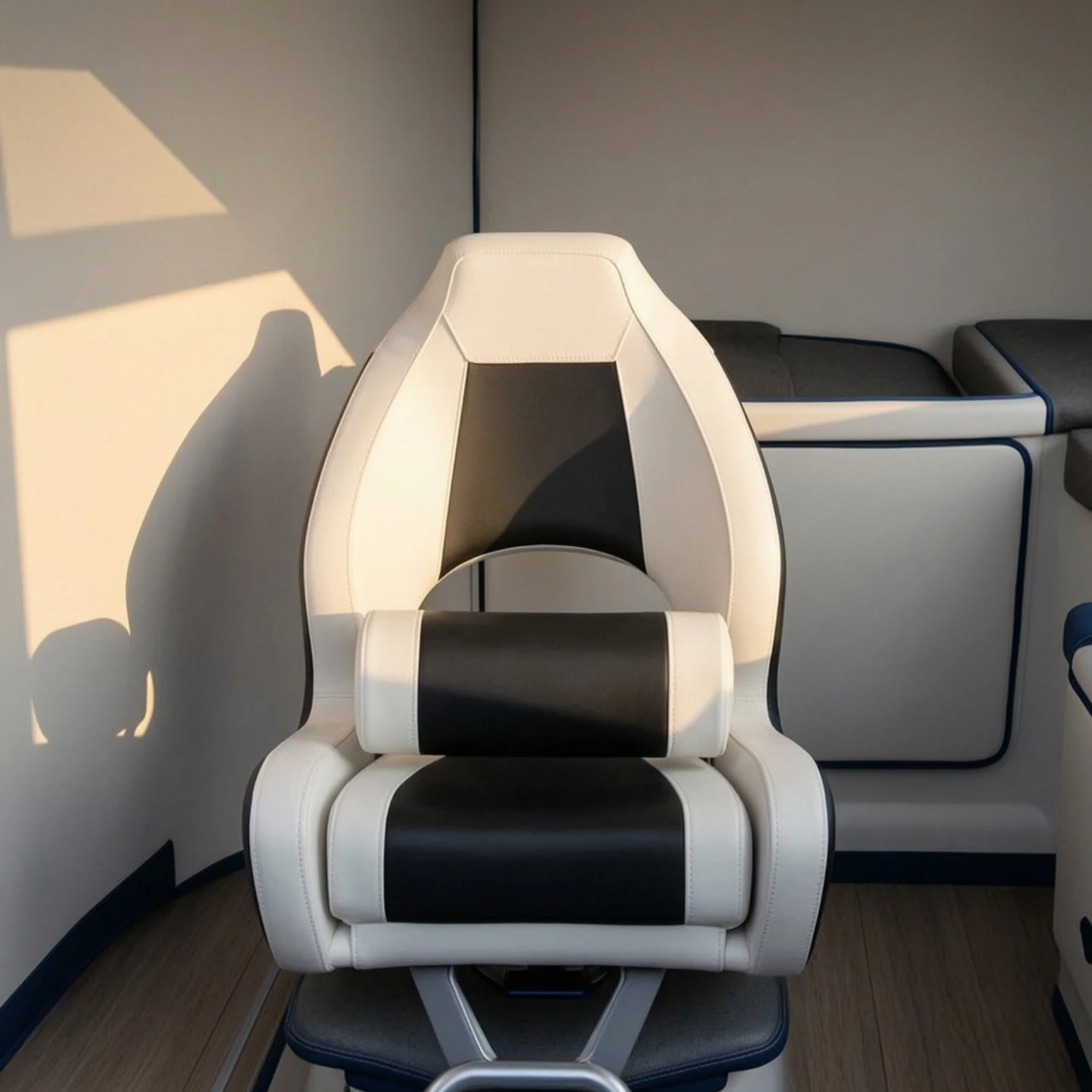 Boat Bucket Seat with Armrest High-Back Helmsperson Boat Seat with Armrest Chair Supportive Marine-Grade for Captains, Cockpit