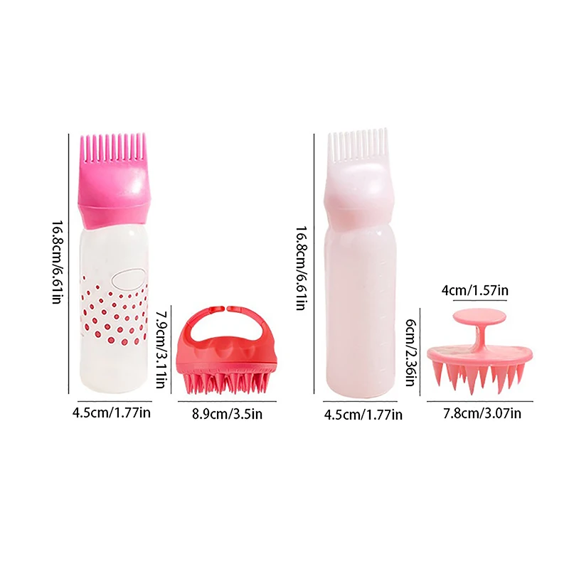 2PCS Hair Dye Applicator Bottles With Brush For Hair Oil Spray Bottle For Hair Dyeing Shampoo Hairdressing Coloring Tools