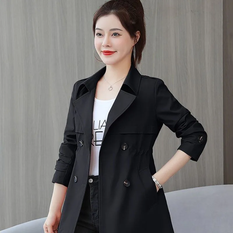 Dames casual trenchcoat met riem, vrouwelijk windjack, kantoorbovenkleding, voering kaki, 3XL, nieuwe mode, lente, herfst