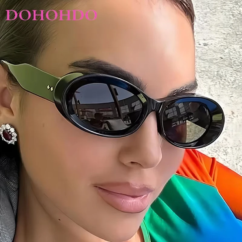 

DOHOHDO Versatile Fashion Sunglasses Oval Frame Sun Glasses Retro Small Frame Eyeglasses Y2K Street Photo Glasses Female UV400