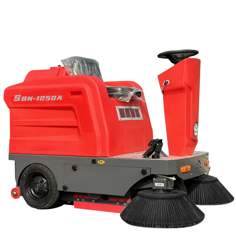 Electric Industrial Road Sweeper Machine Ride-On Floor Cleaning Vehicle for Wash & Sweep Operations