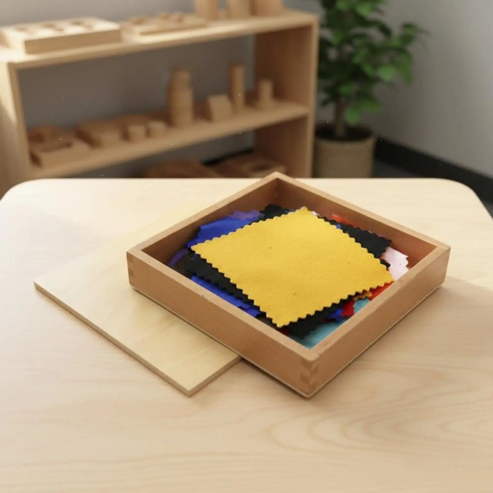 Wooden Sensory Training Box for Kids Textured Fabric Matching Toy Preschool Learning Activity