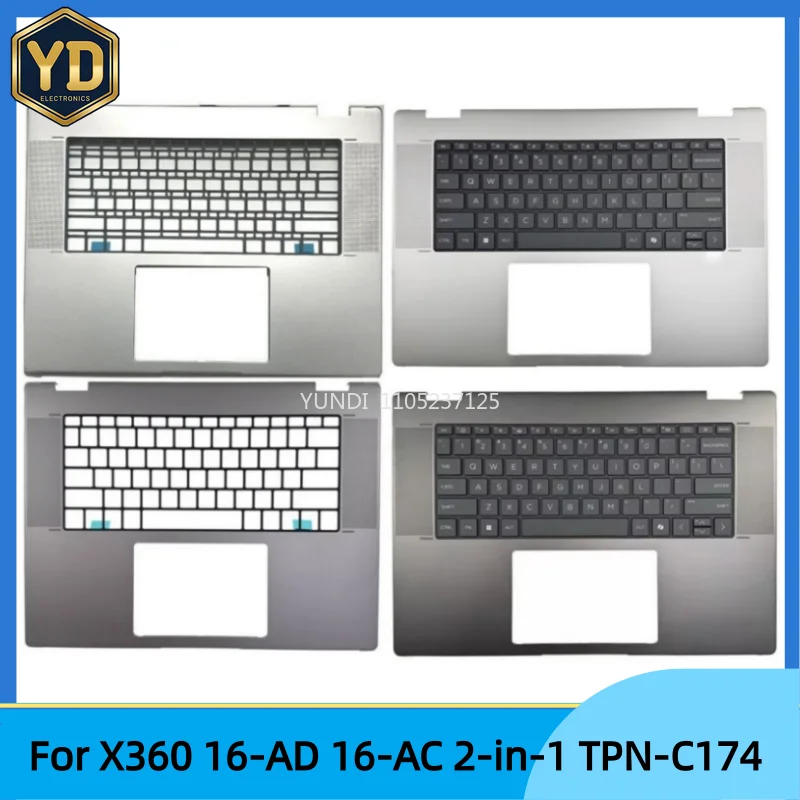 YD New laptop For X360 16-AD 16-AC 2-in-1 TPN-C174 Upper Case Palmrest Cover C Shell