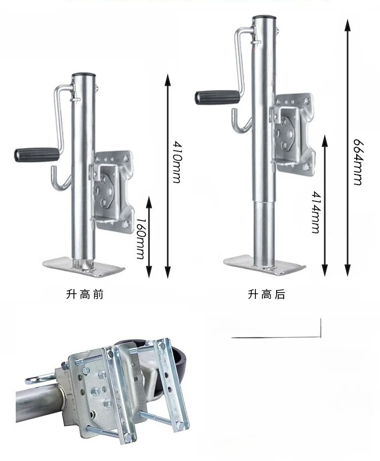 6 Inch Double Solid Wheel Sidewind Round Swivel Trailer Jack with Bolt on Capacity 680KG Jockey Wheel Boat RV Parts Accessories