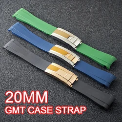 20mm Width Watch Strap Rubber Stainless Steel Diving Strap Men's watches Accessories Tool Fits GMT Case Watch bands