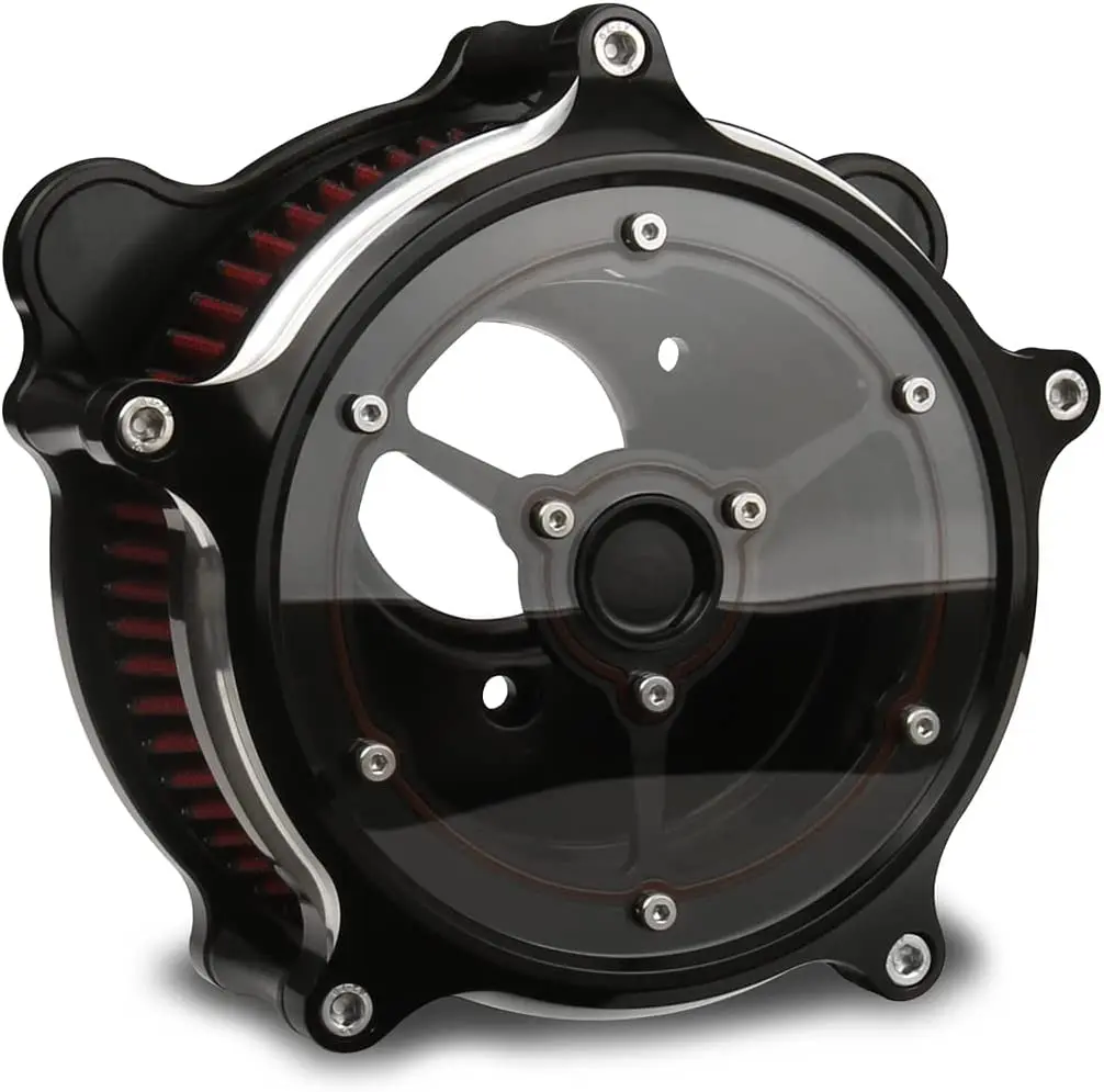 CNC Edge Cut Clarity Aluminum Alloy Black Air Cleaner For M8 Engine Softail Fat Boy 2018-up Touring Road Glide Road