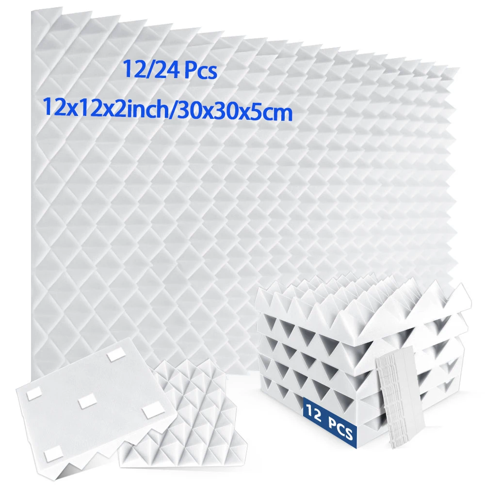 

Acoustic Foam Panels, 12/24-Piece Soundproofing Wall Foam, Diamond Tower High-Density Fire-Retardant, Home Studio Drum Room Acou