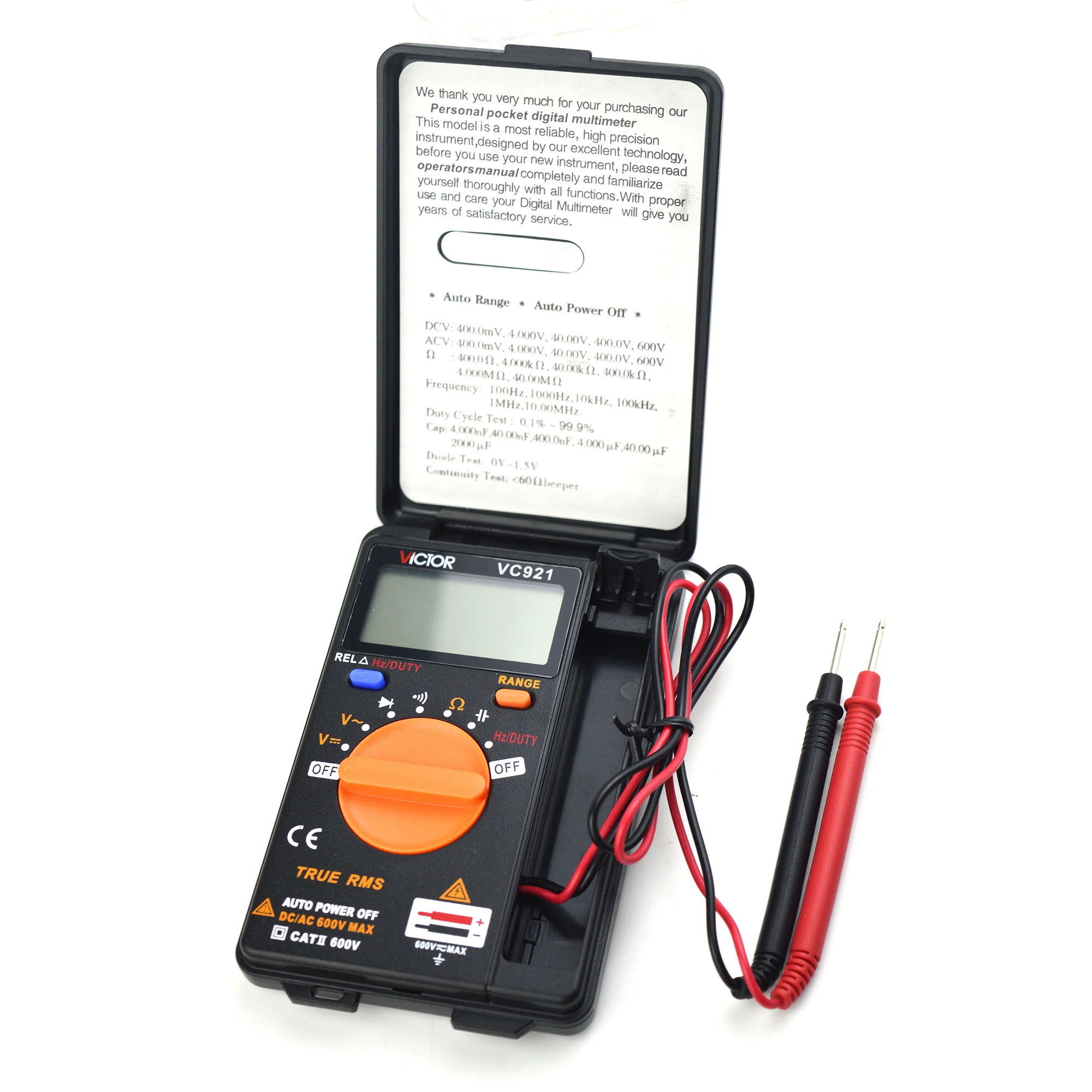 Imagem -05 - Victor-dc ac Voltage Meter Vc921 Multímetro Digital dc Integrado Bolso Capacitância Resistência Frequency Tester