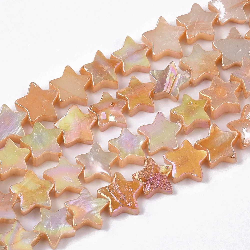 

55~59pcs/Strand Freshwater Shell Bead AB Color Plated Dyed Star Shape Loose Bead 8~9x9x2~3mm For Necklace Earring Jewelry Making