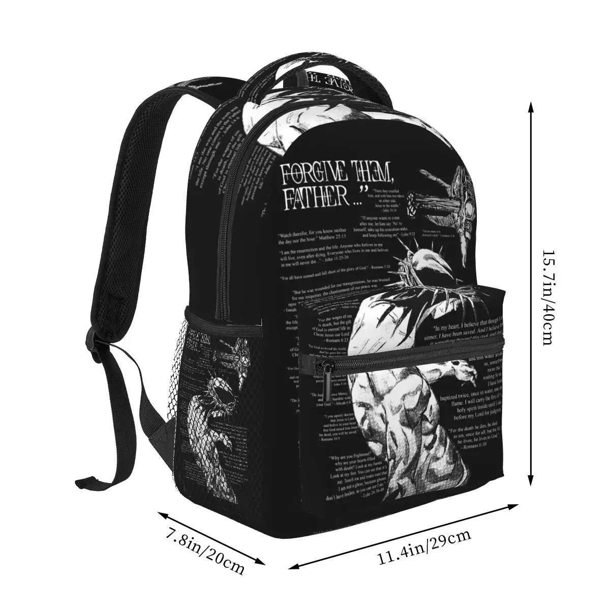 Christian Religious Jesus Forgive Them Father Graphic Backpack Student Boys Girls BookBag Children School Bag Shoulder Bags