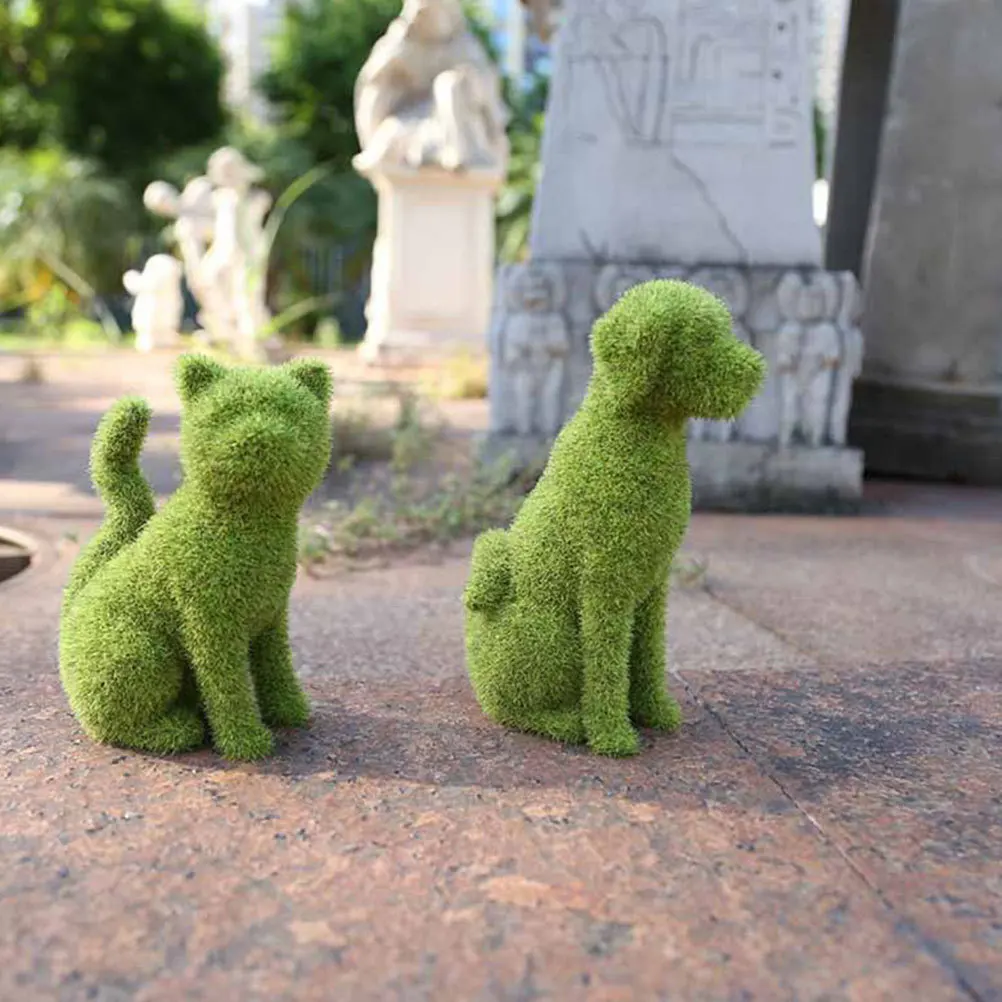 

2pcs Simulation Flocking Animal Ornament Realistic Small Dog Cat For Outdoor Garden Decoration Lawn Terrace Photography Props