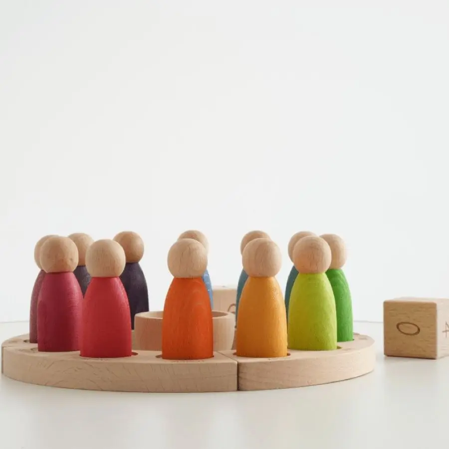 บล็อกไม้บีชแบบจุ่ม ปฏิทิน ของเล่นตัวต่อสำหรับเด็กเล็ก เล่นบ้าน ตัวต่อเสริมพัฒนาการเด็กเล็ก