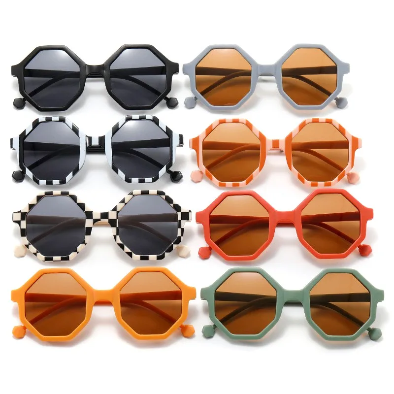 1Pc New Children Cute Striped Polygon UV400 Sunglasses Baby Girls Outdoor Sun Protection Sunglasses Kids Eye Protection Glasses