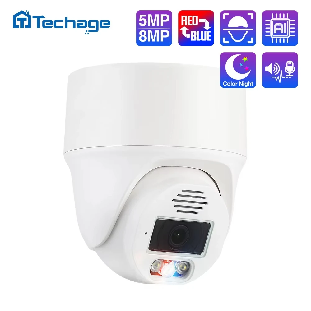 Techage H.265 8MP 5MP 4K POE Camera Smart AI Two-way Audio Face Detection Indoor Dome Camera For Surveillance System CCTV Video