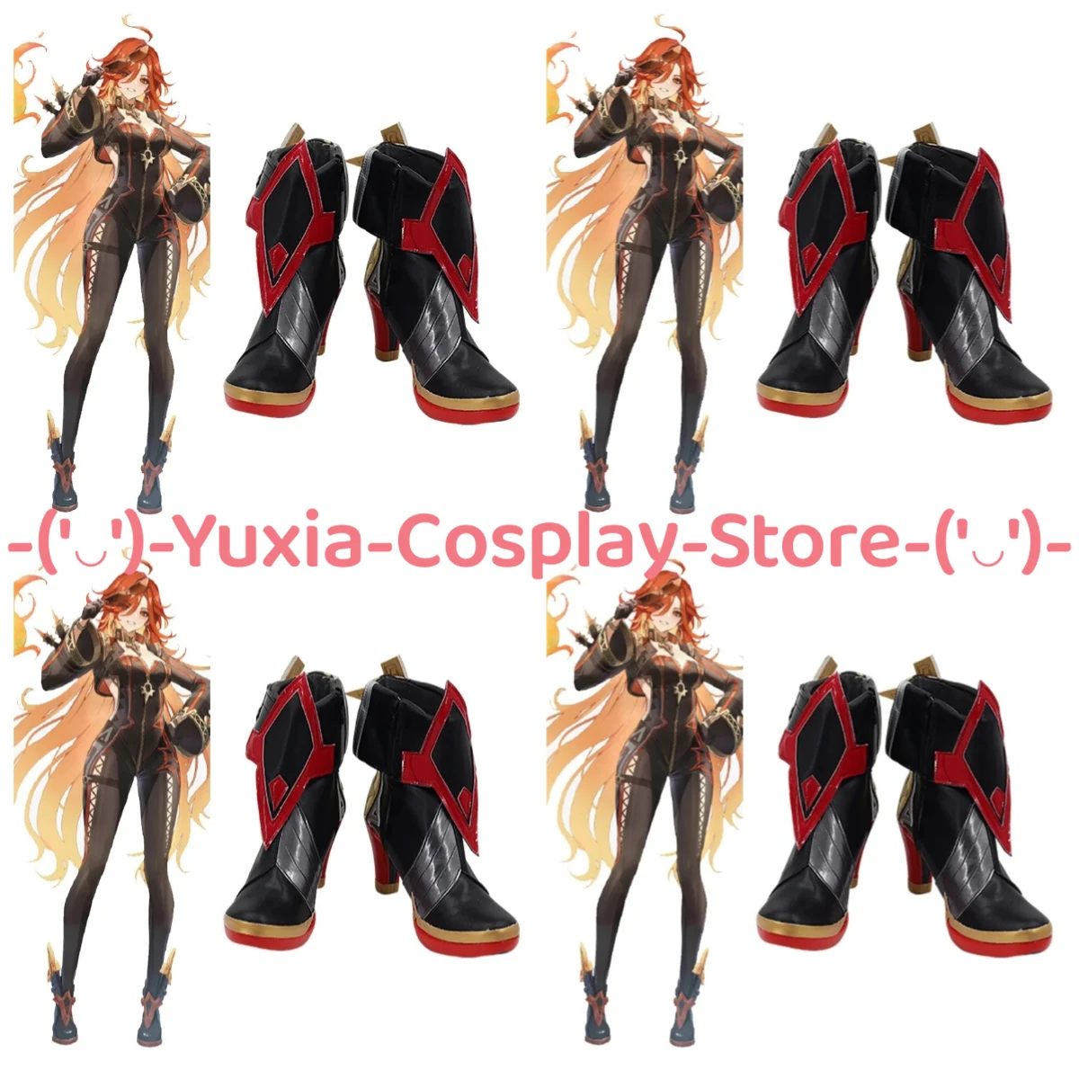 

Yuxiacosplay! Genshin Impact Mavuika Cosplay Shoes Anime Game Character Prop PU Leather Boots Halloween Carnival Party Costume