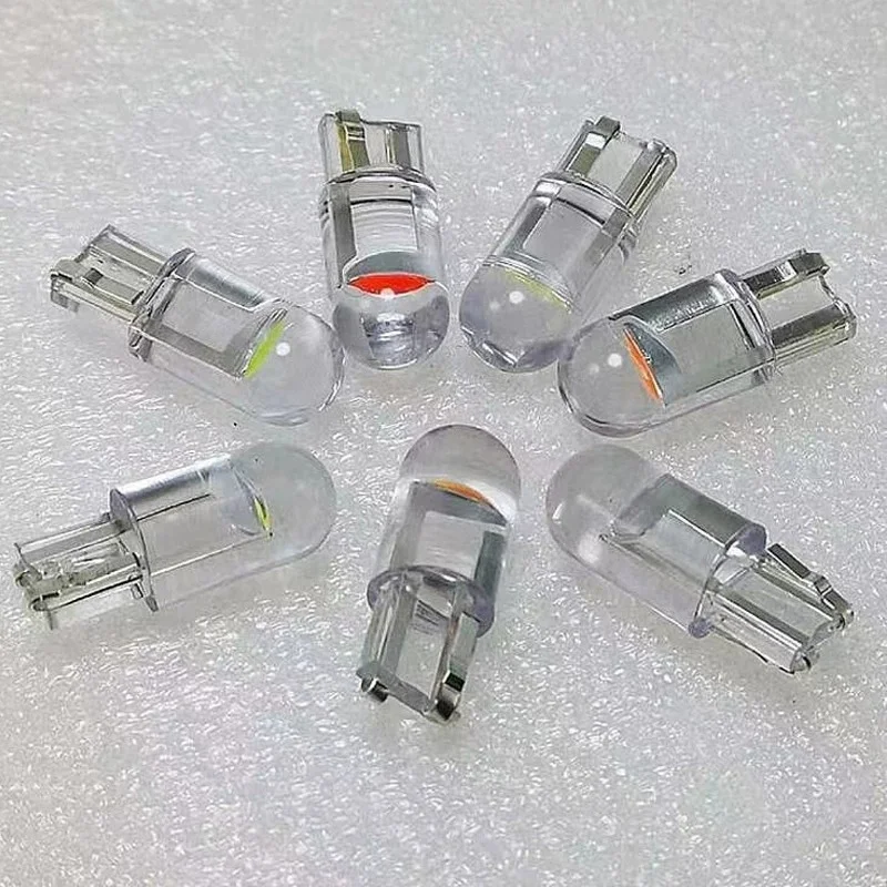 2/5/10x W5W T10 LED ランプ車の電球エポキシ樹脂 Cob 12V 6000K 7 色ウェッジナンバープレートランプドームインジケータ読書灯ホワイト
