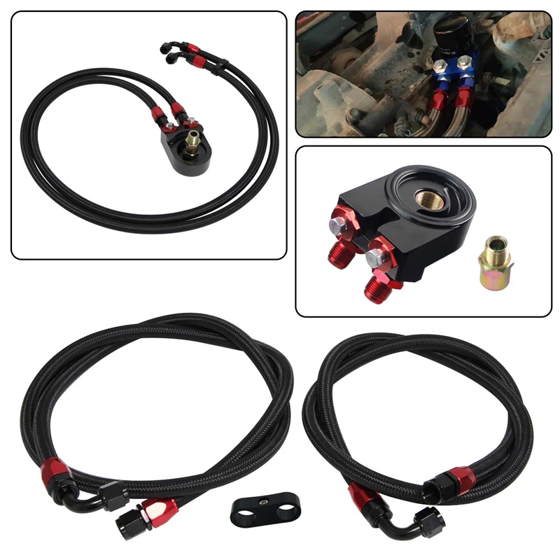 

AN8 Oil Filter Sandwich Adapter+AN8 1.4m 1.6m Nylon Braided or SS Braided Oil Line Black / Blue