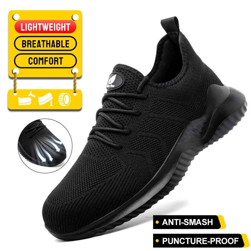 أحذية السلامة الرجالية الصلب تو مكافحة سحق المضادة للثقب الأحذية خفيفة الوزن تنفس أحذية رياضية سوداء بوتاس دي تراباجو الفقرة Hombre #6