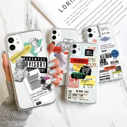 Clear Cases For iPhone 16 Pro Max Case iPhone 15 14 ProMax 13 11 12 Pro Max Pro 13 14 7 8 Plus XR X XSMax SE Labels Fundas Cover