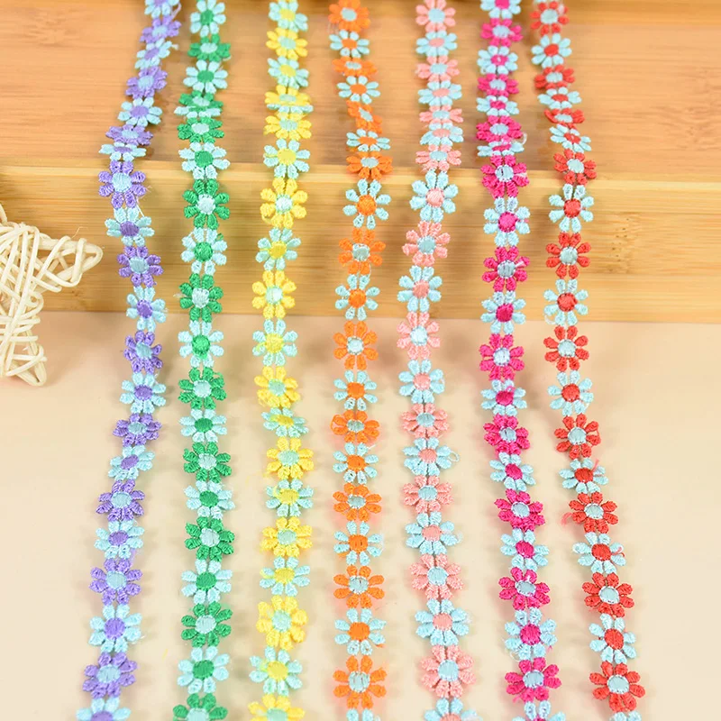 3Yards Embroidery Daisy Flower Lace Trim Barcode DIY Clothes Necklace Collars Sewing Handmade Decoration Accessories