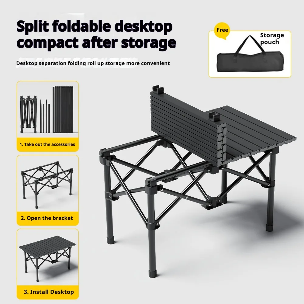 Camping Folding Long Table Outdoor Picnic Desk Travel Lightweight Egg Roll Tables With Carrying Bag Portable Beach Leisure Desks image 6