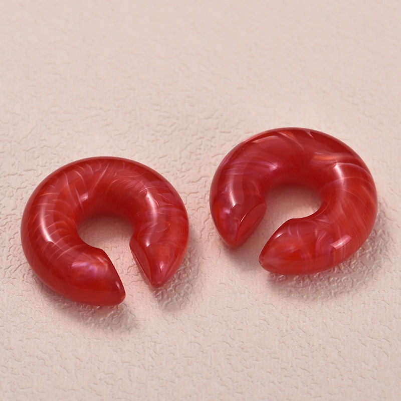 1 Paar einfache glatte Kreis runde Ohrclips für Frauen C-Form Harz ohne Piercing gefälschte Knorpel Ohrstulpe Schmuck – Detail 8