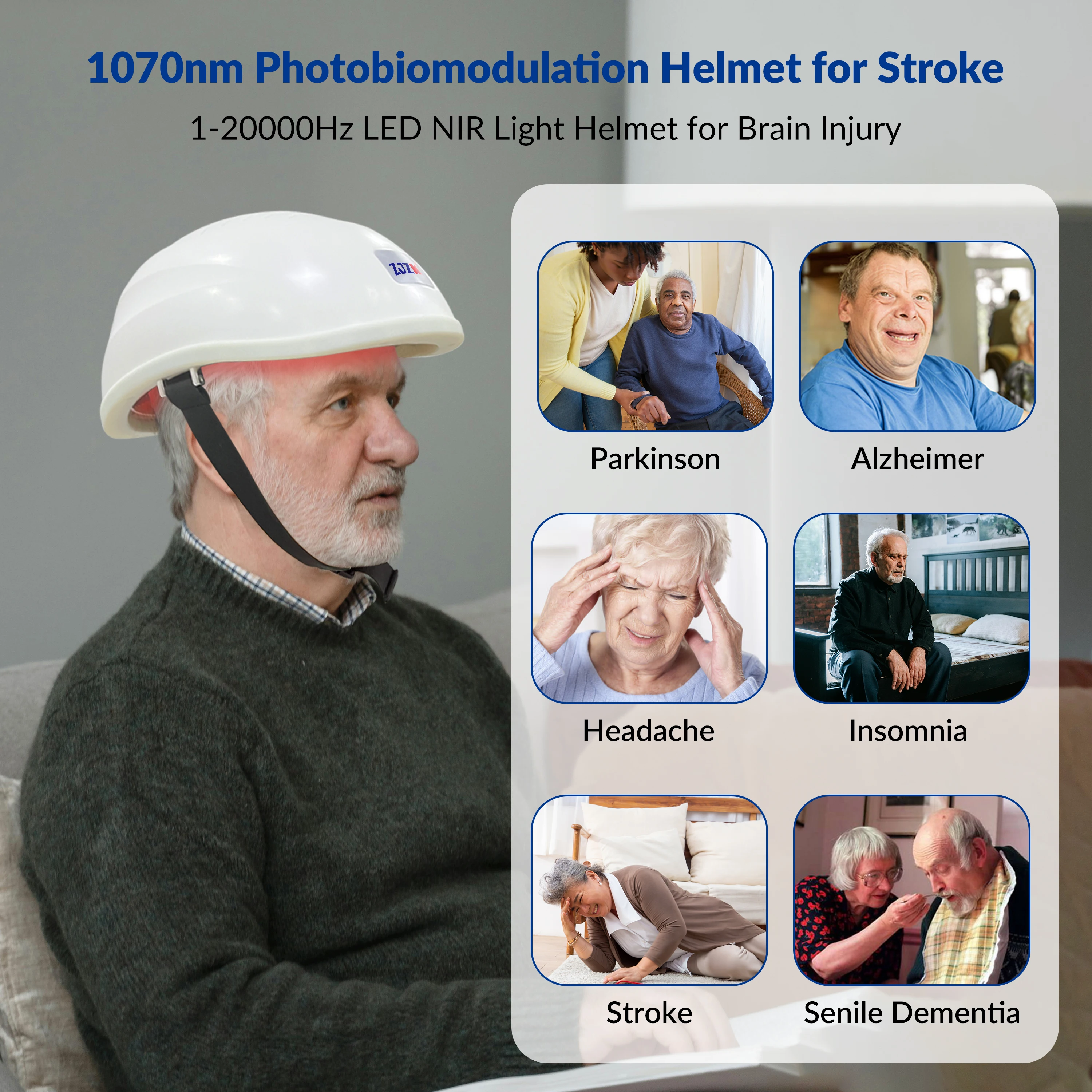 ZJZK Parkinson Tratamiento Parches Red Light Helmet Infrared 1070nmx280diodes Aphasia Alzheimer Diseases Cerebral Infarction