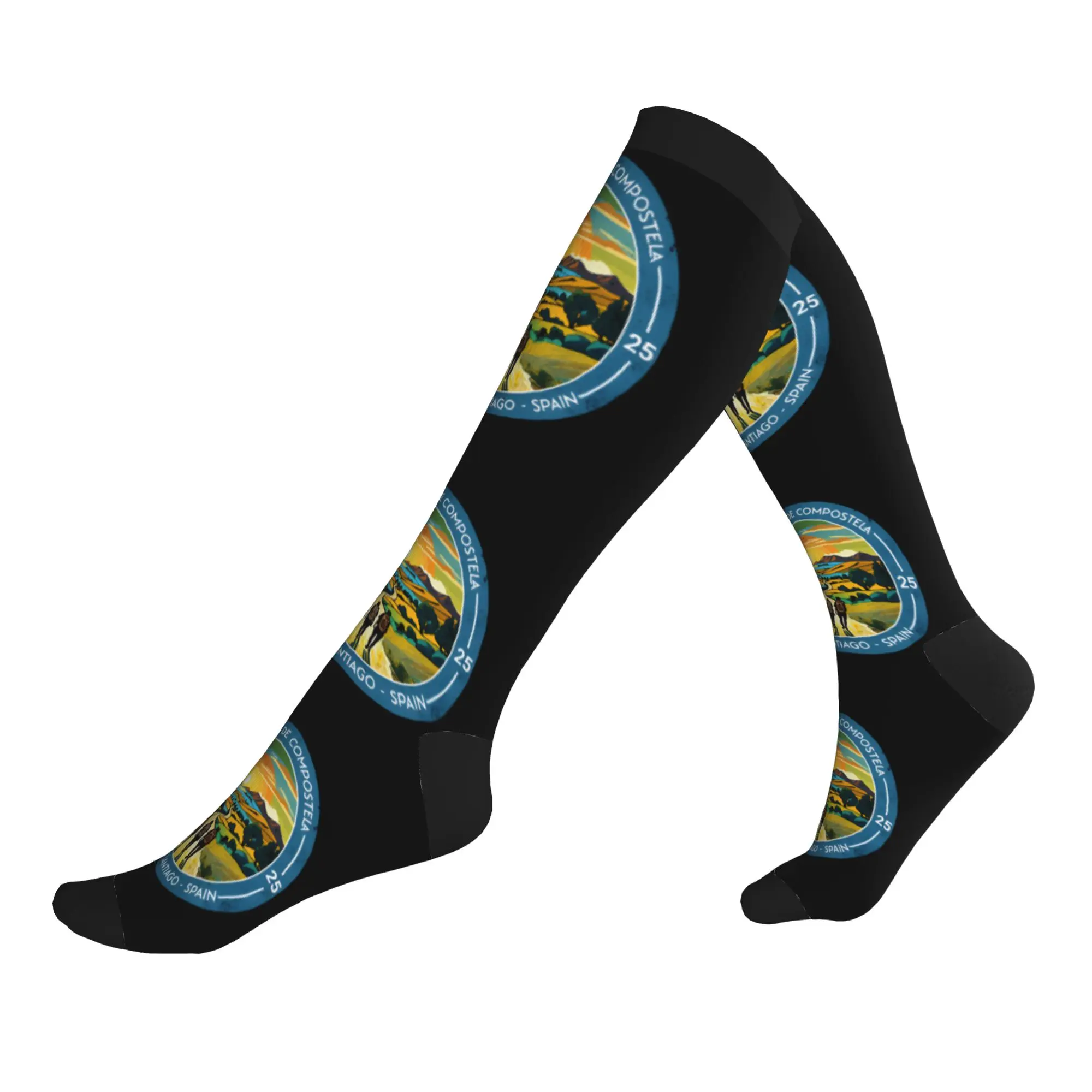 Harajuku Buen Camino de Santiago Socks Men Women Warm 3D Printing Way of St. James Basketball Sports Sports Compression Socks