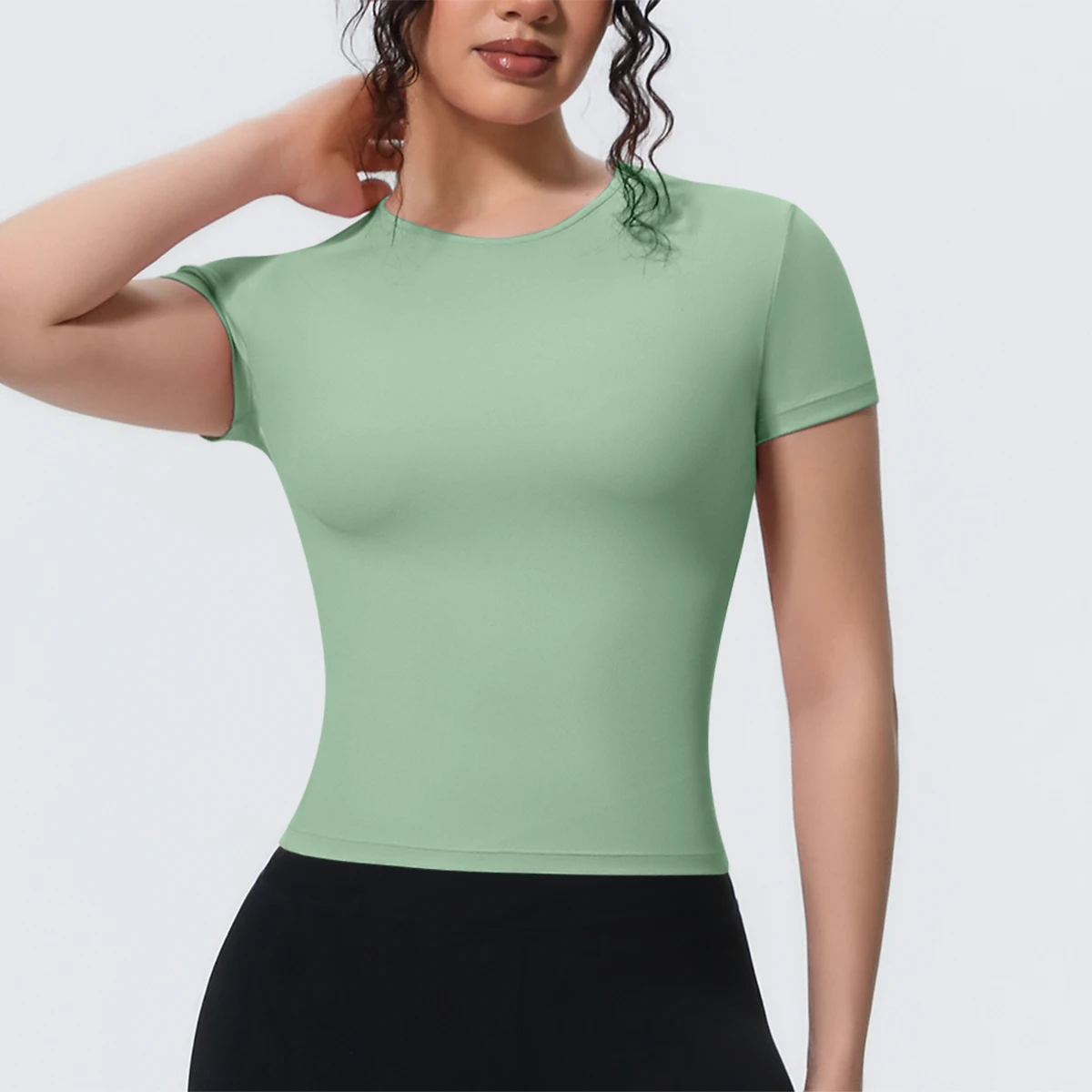 Hot Sale Summer Yoga T-shirt Running Shirts Solid Color Quick Drying Workout Top for Woman Short Sleeve Gym Sports Top