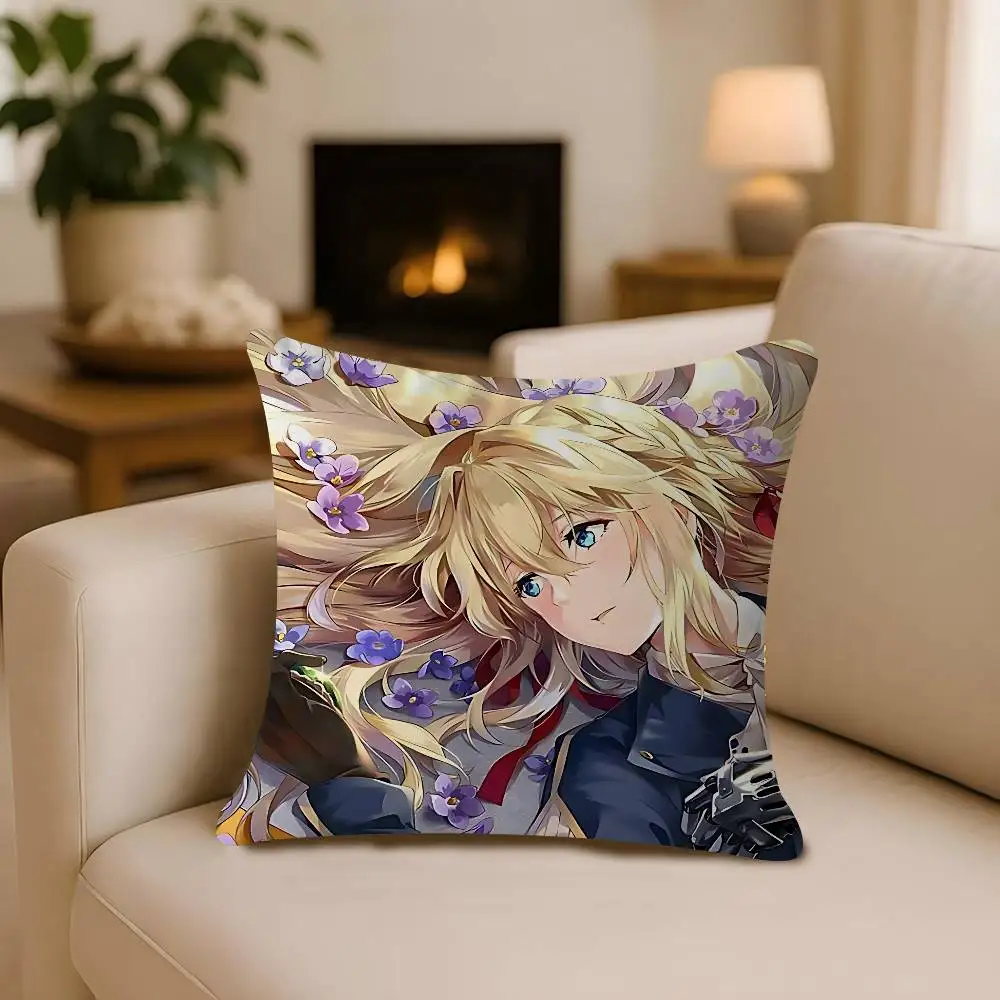

Violet Evergarden Anime Pillowcase Toon Gift Cushion Cover Bedroom Home Sofa Chair Seat Decor Pillow Case