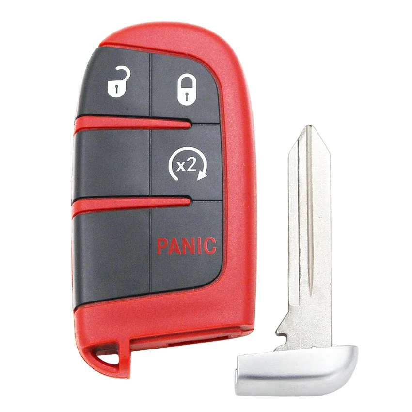 XRNKEY 3 + 1/4 + 1 przyciski Keyless Smart Remote Key Shell Case Fob dla-Chrysler-Dodge Journey 2011 2012 2013 2014 2015 kolor czerwony