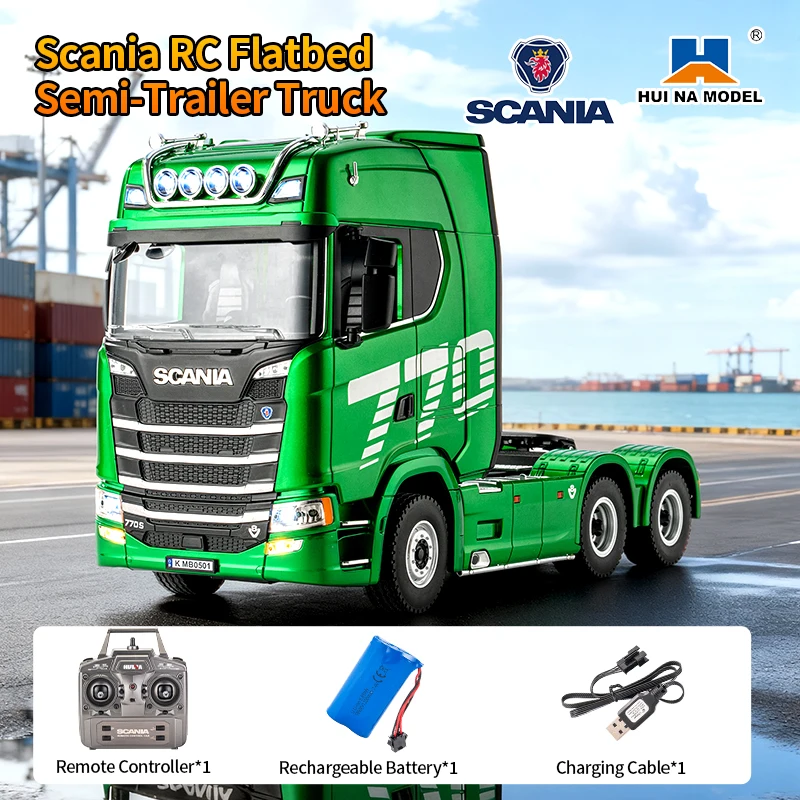 HUINA 1501 1502 green 1/18 19CH RC Truck 770S Scania Alloy Tractor