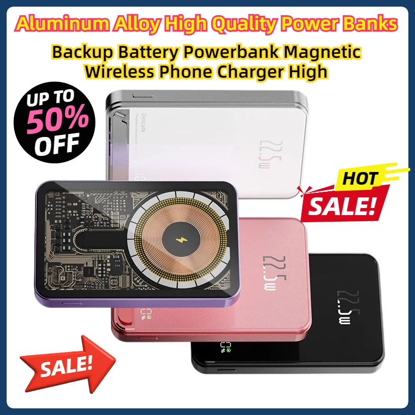 

Powerbank Magnetic Wireless Phone Charger High Quality Aluminum Alloy High Quality Power Banks Backup Battery