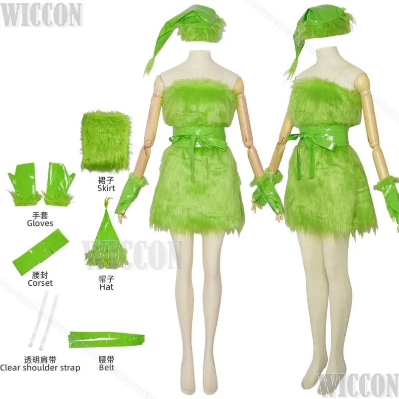 فستان فروي أخضر لعيد الميلاد لعام 2024 زي تنكري بدلة وحش اللص قبعة فروي للنساء والفتيات وحفلات الهالوين لعب الأدوار ؛ 3,c'5.b;8' #2